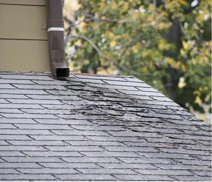 close-up of loose shingles on roof